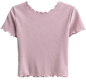 Pink Ribbed Crop Top PNG image