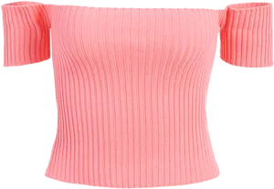 Pink Ribbed Off Shoulder Crop Top PNG