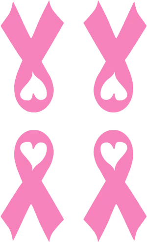 Pink Ribbon Heart Pattern Breast Cancer Awareness PNG image