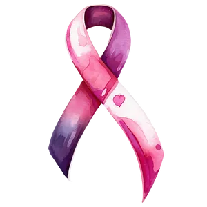 Pink Ribbon Watercolor PNG 49