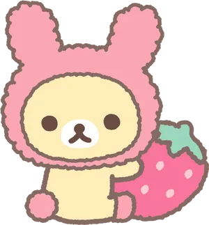 Pink Rilakkuma Eating Donut PNG