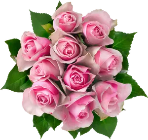 Pink Rose Bouquet Top View.png PNG image