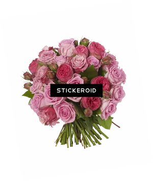 Pink Rose Bouquet Top View PNG image