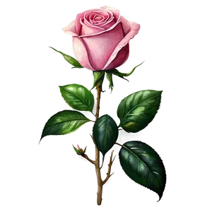 Pink Rose Watercolor PNG Apr