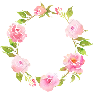 Pink Rose Watercolor Wreath PNG image