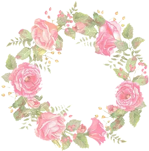 Pink_ Rose_ Wreath_ Illustration PNG image