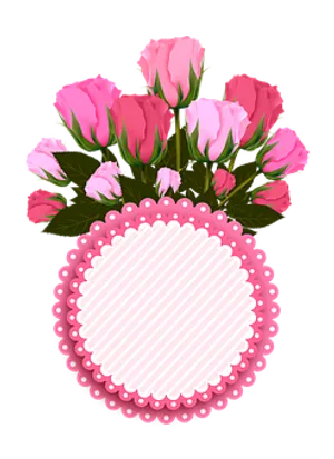 Pink Roses Blank Label Graphic