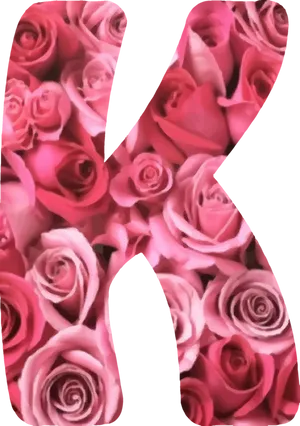 Pink Roses Letter K Design PNG image