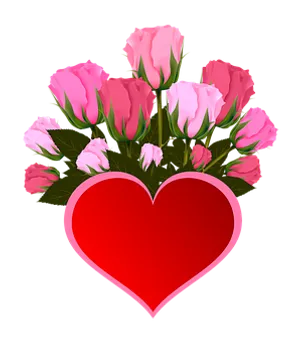 Pink Roses Love Heart Graphic