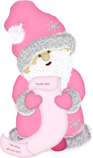 Pink Santa Claus Cartoon Transparent Background PNG image