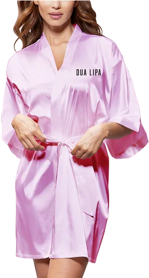 Pink Satin Kimono Robe PNG image