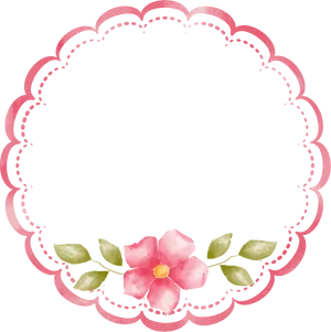 Pink Scalloped Framewith Flower PNG image