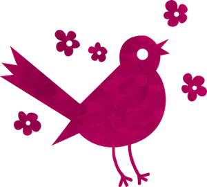 Pink Silhouette Bird Floral Background