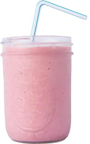 Pink Smoothiein Clear Cupwith Straw PNG image