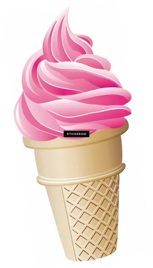Pink Soft Serve Ice Cream Cone PNG image