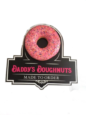 Pink Sprinkled Doughnut Daddys Doughnuts Sign PNG image