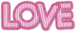 Pink Striped Love Text Graphic PNG