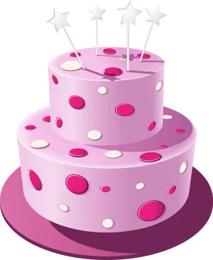 Pink Tiered Birthday Cakewith Stars