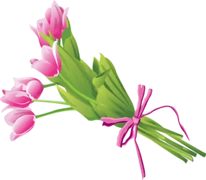 Pink Tulip Bouquet Illustration PNG image