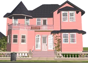 Pink Victorian Style Mansion PNG image
