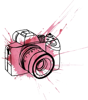 Pink Watercolor Camera Illustration PNG image