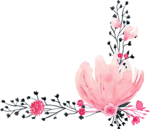 Pink Watercolor Floral Arrangement PNG image