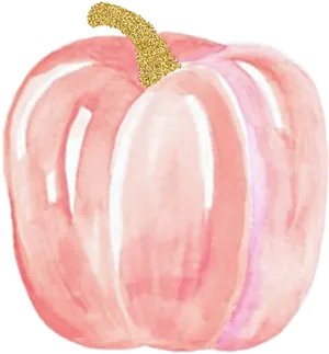 Pink Watercolor Pumpkinwith Glitter Stem PNG image