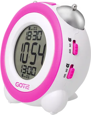Pink White Digital Alarm Clock PNG