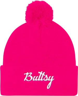 Pink Winter Beanie Hat Butsy PNG image