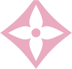 Pinkand Black Floral Emblem PNG image