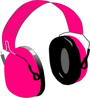 Pinkand Black Headphones Illustration