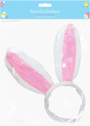 Pinkand White Bunny Ears Headband PNG image