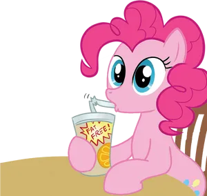 Pinkie Pie Drinking Fat Free Milkshake PNG image