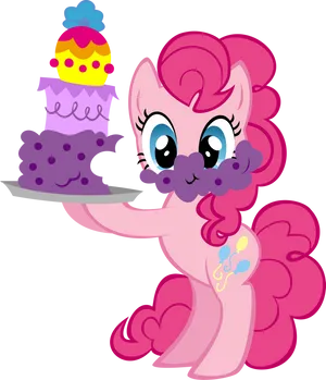 Pinkie Pie With Cake Illustration PNG image