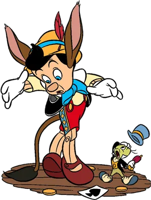 Pinocchioand Jiminy Cricket Illustration PNG image