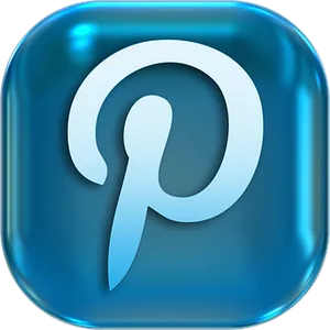 Pinterest Icon Blue Glossy PNG image