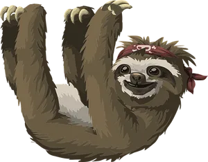 Pirate Bandana Sloth Hanging PNG image