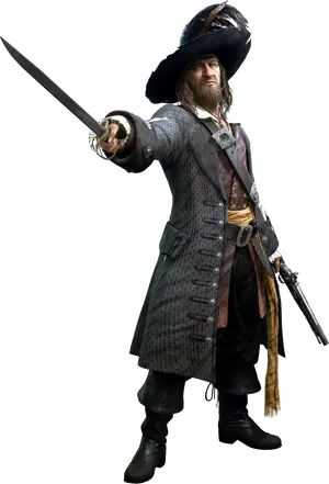 Pirate Captain Action Pose PNG image