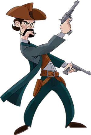 Pirate Cartoon Character With Pistols