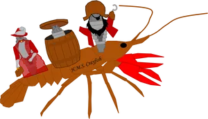 Pirate Crayfish Cartoon Adventure PNG image