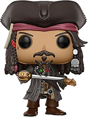 Pirate Figure With Swordand Compass PNG image