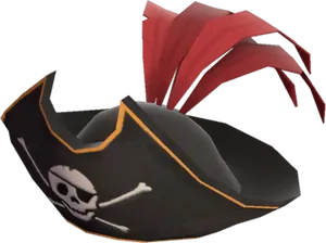 Pirate Hatwith Red Feathersand Skull Emblem PNG image