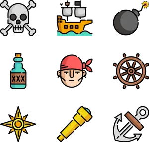 Pirate Icons Set PNG image