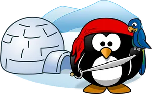 Pirate Penguinwith Treasure Igloo