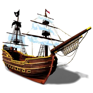 Pirate Ship At Sunset PNG 05212024