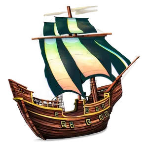 Pirate Ship At Sunset PNG Jlo9
