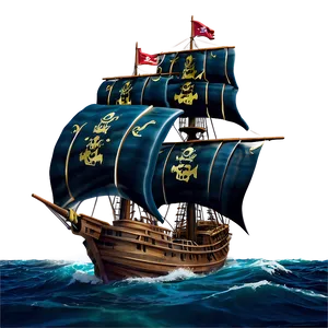 Pirate Ship Stormy Sea PNG 05212024