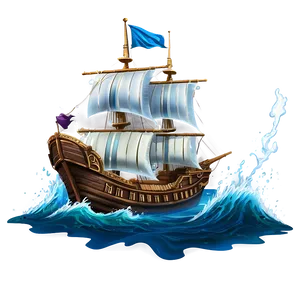 Pirate Ship Stormy Sea Png 05212024 PNG image