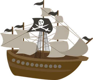 Pirate Ship Vector Illustration PNG