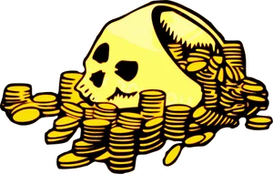 Pirate Skulland Gold Coins Illustration PNG